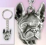 Boston Terrier 3D Pewter Keychain for Real Dog People