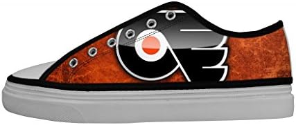 GCKG(TM) NHL Philadelphia Flyers Team Logo Men's Nonslip Zipper Canvas Shoes Lace-up Fashion Sneaker-12M US