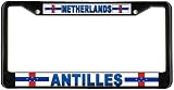Netherlands Antilles Flag Black License Plate Frame Metal Holder
