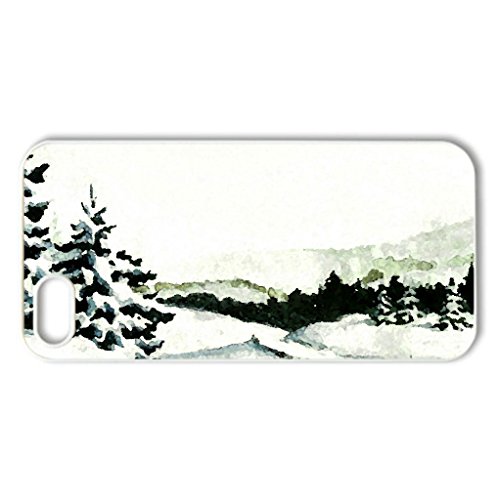 Joyous Christmas F – Case Cover for iPhone 5 and 5S (Winter Series, Watercolor style, White)
