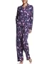 HUE Women's Holiday Cocktails Print Notched Collar Pajama Set, Blue Ribbon, Small