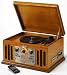 6 in 1 Retro Nostalgia Music Centre with MP3 record function (to USB 2.0 or a SD Memory card) with built in turntable, CD Player, Radio & Cassette Deck - Nostalgic Real Wood Veneer Cabinet Music System