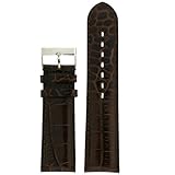Watch Band Handmade Dark Brown Genuine Leather Crocodile Grain 20 millimeter Tech Swiss
