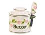Butter Bell Classic Hand Painted Raised Floral Crock and Spreader