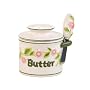 Butter Bell Classic Hand Painted Raised Floral Crock and Spreader