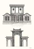 Chinese Architecture B&W by Sir William Chambers. ART PRINT . 16.00 inches width by 22.00 inches height. Highest Quality Art Poster Print