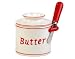 L Tremain Bistro Crock with Matching Spreader, White with Red Trim and Red Spreader