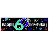 The Party Continues 60th Metallic Giant Sign Banner 65in x 20in