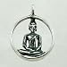 Three Dimensional Seated Young Buddha in Sterling Silver in Round Pendant, #9066