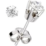 Solid 14KT White Gold Genuine DIAMOND Stud Earrings (.33 cttw, H-I Color, I2 Clarity)