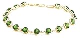 14k Yellow Gold Chrome Diopside and Diamond Bracelet, 7.25″ thumbnail