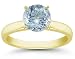 0.55 Carats 5mm Aquamarine Gemstone Solitaire Ring in 14K Yellow Gold