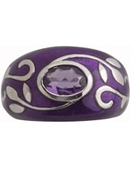 Sterling Silver Amethyst with Purple Enamel Womens Ring