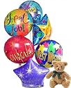 Half Dozen Mylar Balloon Bouquet with Bear, Congratulations