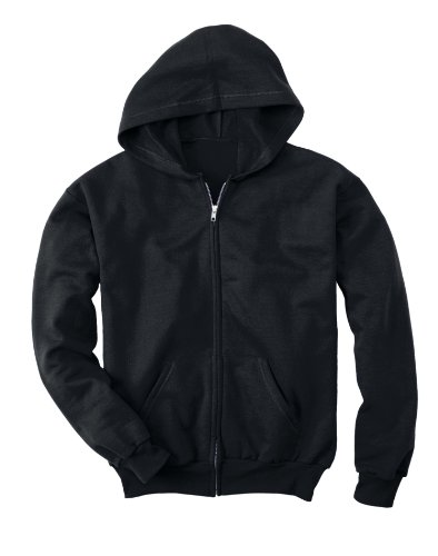 Hanes Comfortblend EcoSmart Full-Zip Kids' Hoodie Sweatshirt, Black, X-Small