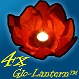 4 x Red Colour Garden / Pond / Water Floating Lanterns