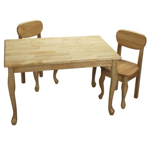 Queen Anne Rectangle Table and 2 Chairs - Natural