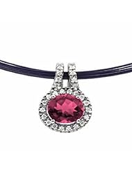 14K White Gold Oval Cut Rhodolite Garnet and Diamond Pendant -- LIFETIME WARRANTY