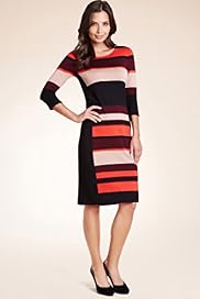 Slash Neck Striped Panelled Dress