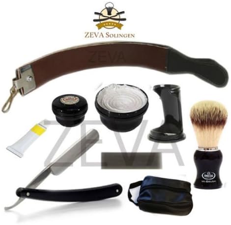 Solingen STRAIGHT CUT THROAT SHAVING RAZOR LEATHER STROP BRUSH 40 Set/Kit