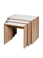 Kenyap Set 3 Mesitas Decoflex Marrón Claro / Blanco 80 x 50 x 38