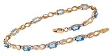10K Yellow Gold Blue Topaz and Diamond Bracelet