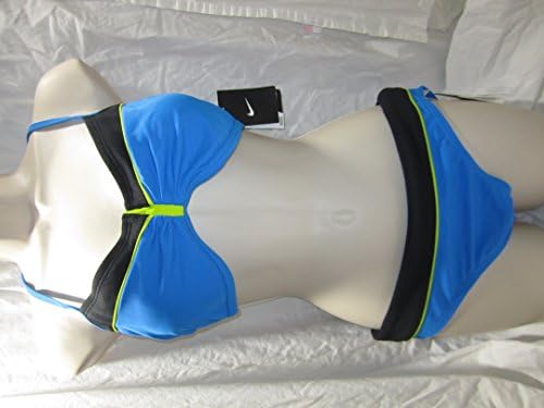 Nike Women's 2 Pc Swimsuit Racerback Top/Hipster Blue/Black Size 14