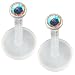 16g 16 gauge (1.2mm), 5/16" Inches (8mm) long - Internally Threaded Bioplast Lip Bar Labret Ring Monroe Ear Tragus Stud Bars Earrings Balls 2mm with Swarovski Crystal Jeweled Aurora Borealis - Pierced Body Piercing Jewelry Jewellery - Set of 2 AGBF picture