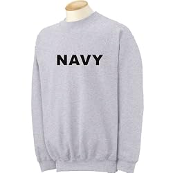 NAVY Crewneck Sweatshirt - Military Style Physical Training Crewneck Sweatshirt in Gray