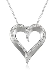 Sterling Silver Diamond Heart Pendant Necklace (1/10 cttw, I-J Color, I2-I3 Clarity), 18"