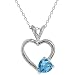 1.00 Ct 6mm Blue Topaz 925 Sterling Silver Heart Pendant With 18