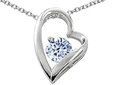 1.25 cttw 14k White Gold Plated 925 Sterling Silver and Created Round Aquamarine Heart Pendant