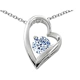 1.25 cttw 14k White Gold Plated 925 Sterling Silver and Created Round Aquamarine Heart Pendant