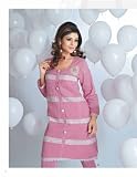 Baby Pink Embroidery Work Ladies Blouse Tunic Top Kurta Kurti