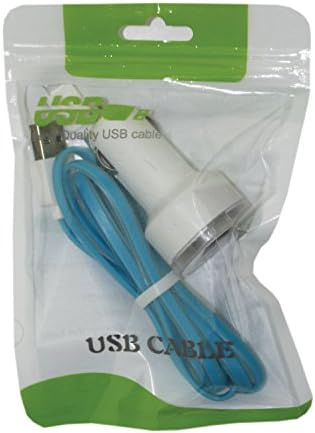 USB Cable &amp; Car Charger Combo, Sync and charge Cable &amp; Car Charger for I Phone 5/5S/6/6S [12 Month Warranty] (Blue)