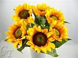 6 Artificial Silk Flower Sunflower Stems (Yellow) from GT Decorations