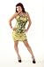 Bright Yellow shirred Halter Dress Snakeskin Sublimation Print