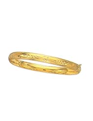 14K Yellow Gold 07" 6.0mm Flourentine Round Domed Classic Bangle With Clasp