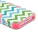ULAK iPhone 5C Case, 3in1 Anti Slip iPhone 5C Case Hybrid with Soft Flexible Inner Silicone Skin Protective Case Cover for Apple iPhone 5C Green Wave + Coral Pink
