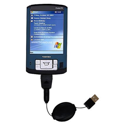 Retractable USB Cable for the Toshiba e830 with Power Hot Sync and Charge capabilities - uses Gomadic TipExchange Technology