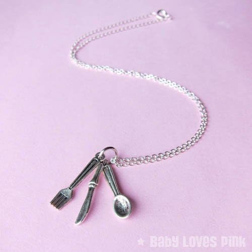Mini Spoon, Fork, Knife Utensils Necklace