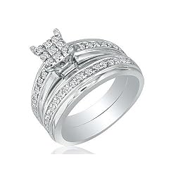 .45ct Princess Top Diamond Bridal Set in 10k White Gold (SI2-I1 and I-J)