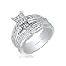 10K White Gold Princess Top Diamond Bridal Engagement Ring Set .45ct tw