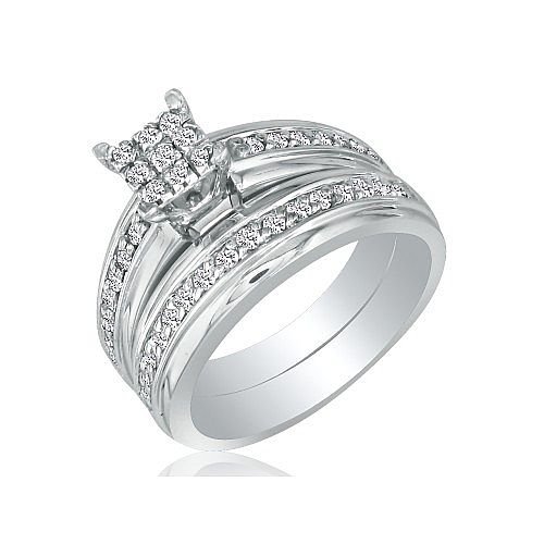.45ct Princess Top Diamond Bridal Set in 10k White Gold (SI2-I1 and I-J)