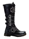 Black 20 Eyelet Buckle Knee Combat Boot - Mens 9