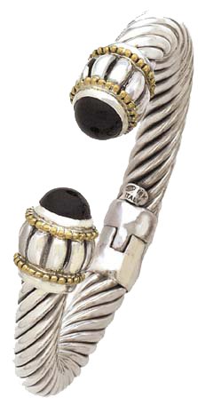 925 Silver & Onyx Bracelet with 18k Gold Accents.
