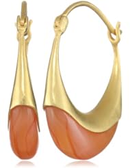 Lauren Harper Collection Sugar Buzz 18k Gold and Carnelian Canoe Hoop Earrings