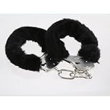 Black Furry Cuffs Working Metal Handcuffs