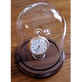 #ZDOME2 Large Walnut Base 6 Glass Dome Pocket Watch Display Hunter or Open Face w Acrylic Stand by Bard's