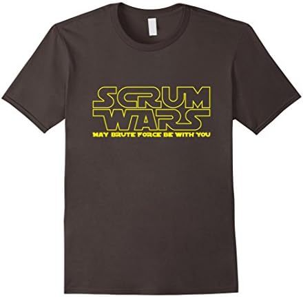 Men's Scrum Wars May Brute Force Be With You Funny Rugby T-Shirt XL Asphalt